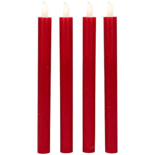 LED Flickering Flameless Taper Christmas Candles - 9.75" - Red - Set of 4 By Northlight | Michaels®